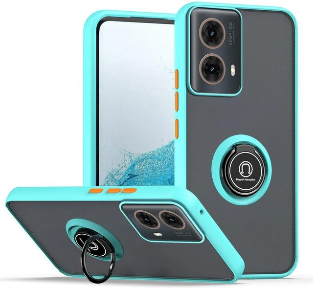 Stoßfeste Armor Matt Schutzhülle mit Ring für Motorola Moto G-Serie und Moto E13 in Transparent oder Türkis - Bild 1