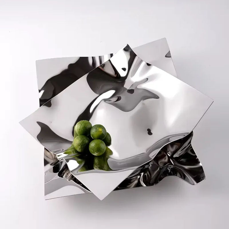 LISM Obst- und Snacktablett aus Edelstahl in Silber, unregelmäßiges Metall-Aufbewahrungstablett im skandinavischen Stil - Bild 4