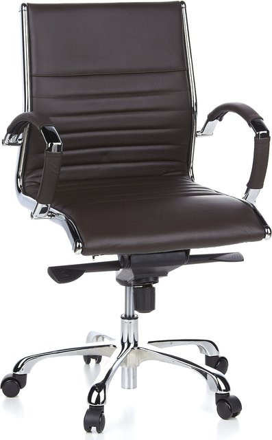 hjh OFFICE Profi Chefsessel PARMA 10 in Braun aus Echtleder mit Armlehnen und quergesteppter Polsterung - Bild 1