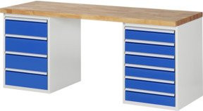 Rau Werkbank 7821A3 in Weiß mit 10 Schubladen, B/T/H: 200 x 70 x 89 cm - Bild 1