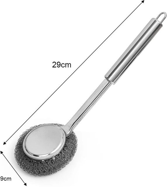 XYNN Reinigungsbürste mit langem Griff und Stahldraht für Töpfe und Pfannen, Silber - Bild 1