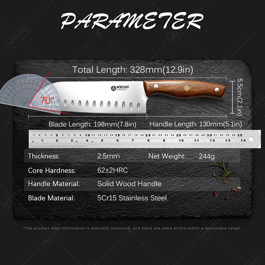 WXCOO Santoku-Messer Japanisches Küchenmesser aus Holz für Fleisch, Gemüse und Fisch - Bild 4