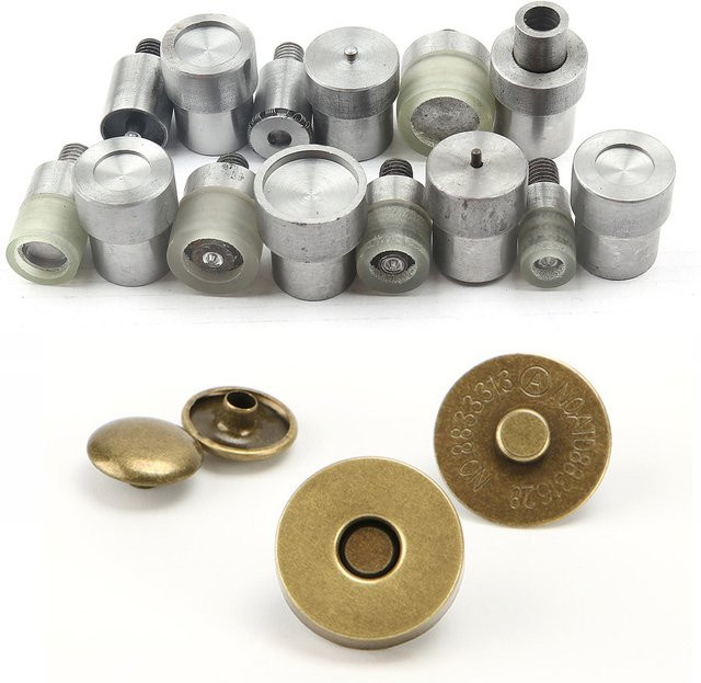 WORTHOFIRST Metallstanzen für 10–20 mm Druckknöpfe, Handstanzer und Pressmaschinenform in Silber für Lederhandwerk, Kleidung und Taschen - Bild 1