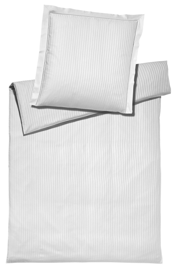 White House 2280 Bettwäsche-Set aus Mako-Satin in Weiß mit Deckenbezug und Kissenbezug, gestreift, B/H: 155 x 220 cm und 80 x 80 cm - Bild 1