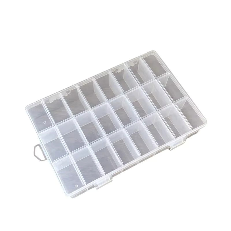 Transparente Kunststoff-Aufbewahrungsbox mit 24 Fächern als Organizer für Schmuck, Perlen und Bastelarbeiten, B/T/H: 19,0 x 13,0 x 1,0 cm - Bild 4