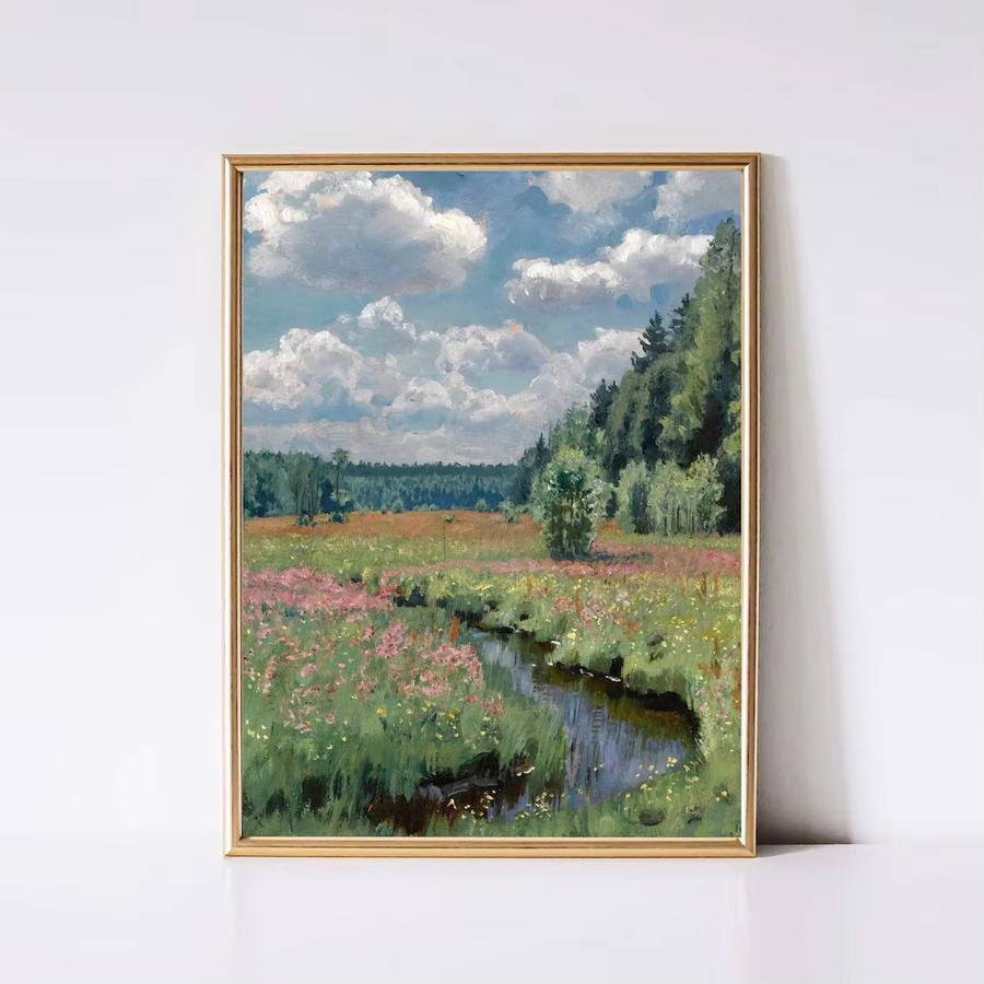 Impressionistische Wandkunst SHENCHEN Sommerwiese mit Blumen und Bach in Mehrfarbig - Bild 2