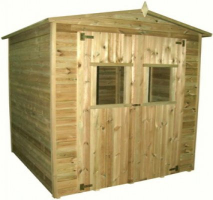 Imprägniertes Gerätehaus mit den Maßen B: 180 cm, B: 180 cm, H: 210 cm - Bild 1