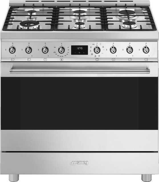 Smeg Gas-Kombi-Standherd C9GMXD2 in Edelstahl Silber - Bild 1