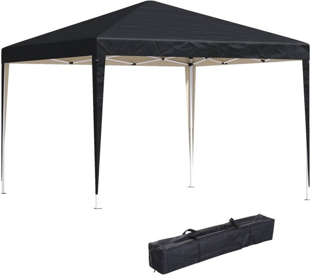 Outsunny Pavillon modern schwarz aus Stahl und Polyester, B/H/L: 295 x 255 x 295 cm - Bild 1