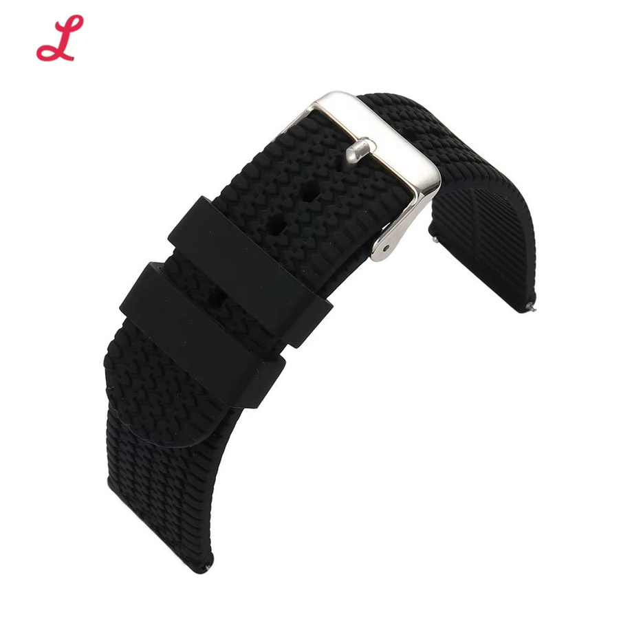 luffyte Uhrenarmband Silikon, Reifenprofil-Textur, Schwarz - Bild 2