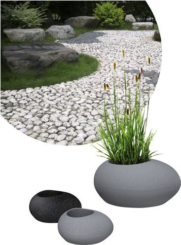 Scheurich Pflanzgefäß Flow rund in Schwarz-Grau, Durchmesser: 48 cm, Höhe: 23,1 cm - Bild 3