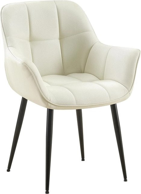 DELUKE Esszimmerstuhl GUNIM in Creme mit Stoffbezug, B/T/H: 65 x 58 x 85 cm - Bild 1