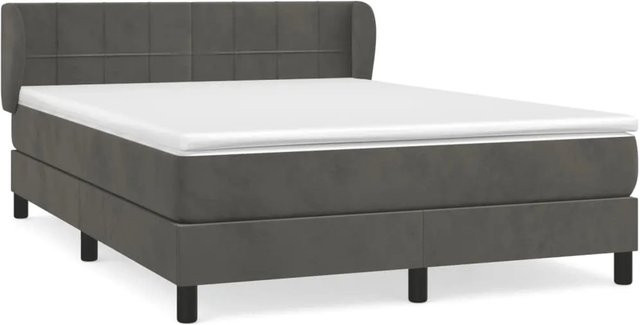 vidaXL Boxspringbett mit Matratze Dunkelgrau B/T/H: 140 x 190 x 200 cm aus Samt mit Taschenfederkern - Bild 1