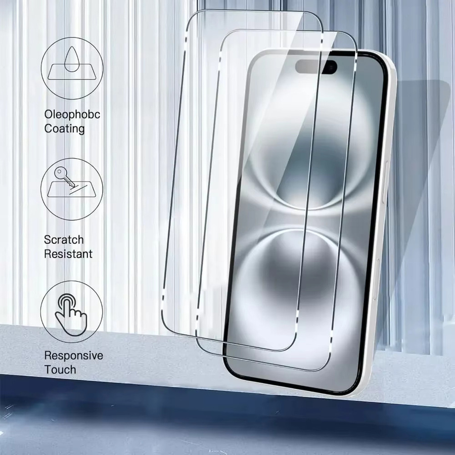 3er-Set vollflächiger Displayschutz aus gehärtetem Glas für Apple iPhone 17 16 15 14 13 12 11 Pro Max Plus XR XS in Transparent - Bild 2