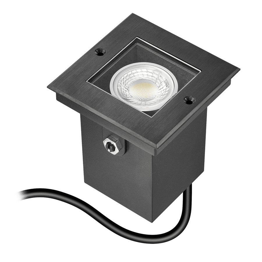 Luxvenum Area Bodeneinbauleuchte aus Edelstahl in Schwarz, 24V LED, IP67, dimmbar, eckig mit Betondose - Bild 1