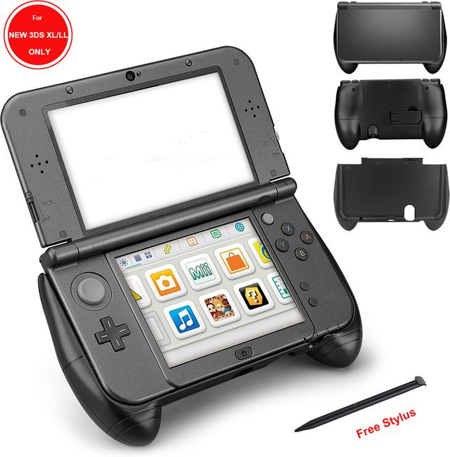 Handgriffhalterung aus Kunststoff mit Ständer und Stylus-Stift für Nintendo 3DS XL LL in Schwarz - Bild 1