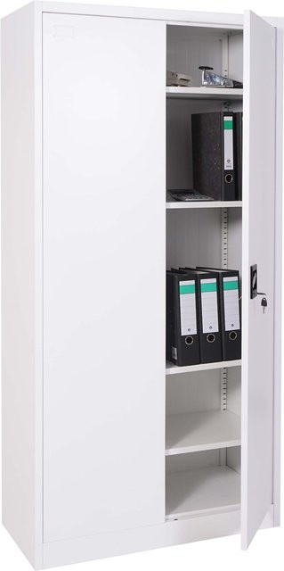 Aktenschrank MCW-H17 aus Metall mit 2 Türen abschließbar, Büroschrank in Weiß, H x B x T: 185 x 90 x 40 cm - Bild 1