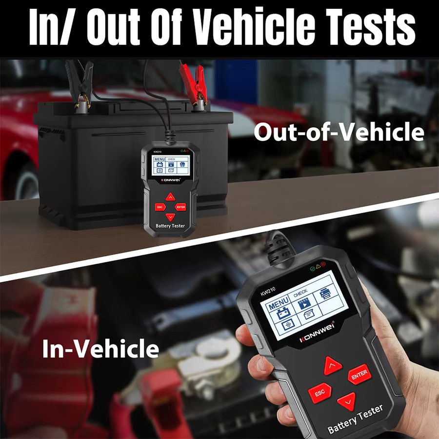 KONNWEI KW210 12V Auto-Batterietester, intelligenter Batterieanalysator für 100 bis 2000CCA Startstrom, Schwarz - Bild 5