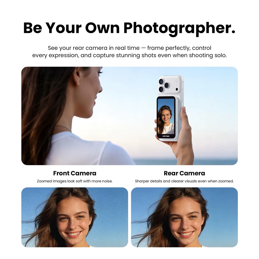 Vention Magnetischer Handy-Selfie-Monitor für drahtlose Bildschirmspiegelung, kompatibel mit iPhone 17 16 15 und Huawei Nova 13 14 - Bild 4