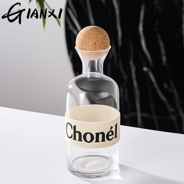 GIANXI Glas Kaltwasserkrug mit Deckel, Grau/Transparent, 1,2 l - Bild 1