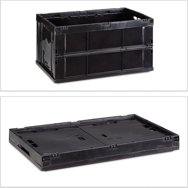 Relaxdays Klappbox aus Polypropylen in Schwarz, stapelbar und faltbar, B/T/H: 58,5 x 31,5 x 40 cm - Bild 1