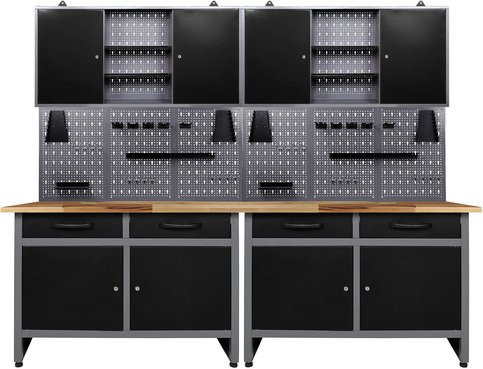 Ondis24 Werkstatt-Set Werner aus Metall in Anthrazit und Grau mit Pegboard und höhenverstellbar - Bild 1