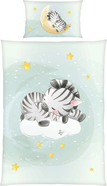 Baby Best Renforcé Wende-Bettwäsche aus Baumwolle in Türkis, Set bestehend aus Kopfkissenbezug (Breite: 40 cm, Höhe: 60 cm) und Bettdeckenbezug (Breite: 100 cm, Höhe: 135 cm) - Bild 1