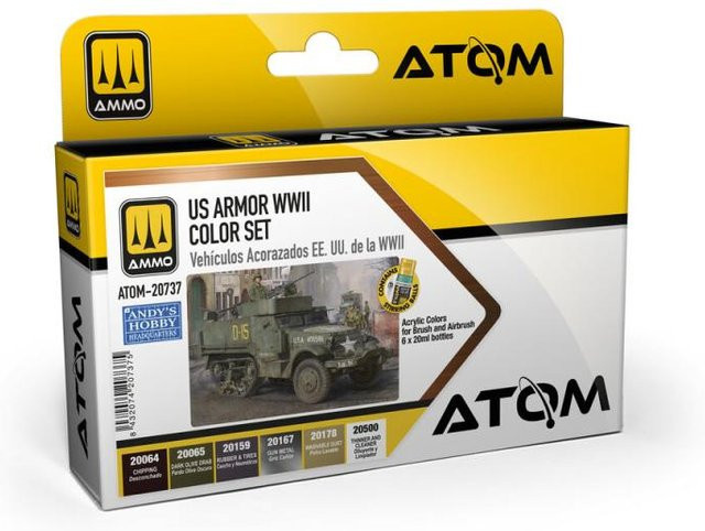 AMMO by MIG Jimenez ATOM US Armor WWII Colour Set, Bunt / Mehrfarbig - Bild 1