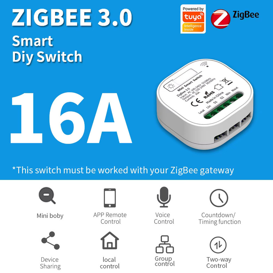 Hococa Tuya Zigbee 3.0 Kinetischer Drahtloser Smart Switch in Weiß, Wasserdichter DIY Schalter für das ganze Haus ohne Batterie - Bild 2