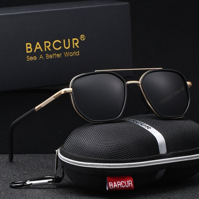 BARCUR Sonnenbrille, Hexagonal, Vollrand, Schwarz, Herren - Bild 1