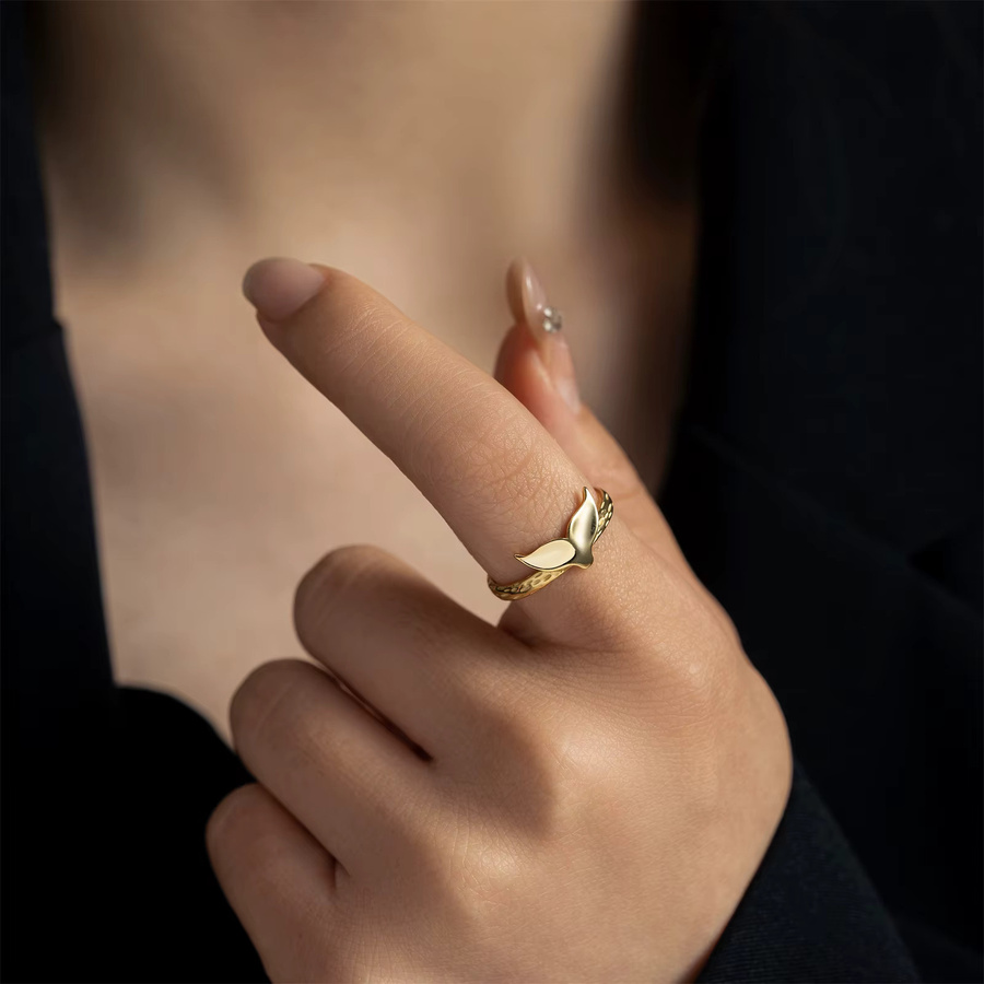 Andywen Ring, 925 Silber, Gold, Fischschwanz, Damen - Bild 2