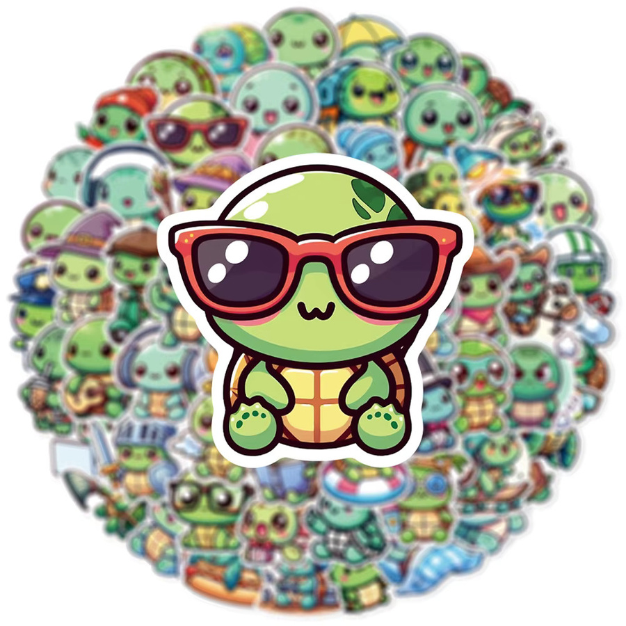 Ritnow Grüne Schildkröte Cartoon Aufkleber Wasserdichte Tier Graffiti Sticker für Laptop, Telefon und Gepäck - Bild 3
