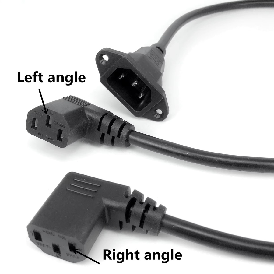 fengyidz IEC320 C14 auf C13 Verlängerungskabel in Schwarz, 60 cm Länge, mit Schraublöchern und rechtwinkligem C13-Anschluss, H05VV-F 3G 0,75 mm - Bild 2