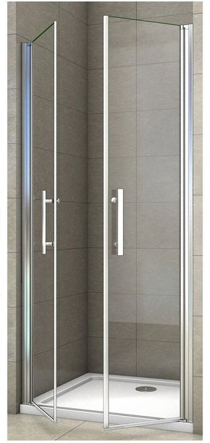 Duschparadies Nischenduschtür als Doppeltür mit Schwingfunktion, Klarglas mit Nano-Beschichtung, Farbe: Silber/Transparent, B: 100 cm, H: 195 cm - Bild 1