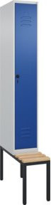 C+P Spind Classic PLUS Garderobenschrank mit Sitzbank, 1 Abteil, Lichtgrau, B/T/H: 212,0 x 30,0 x 81,5 cm - Bild 1