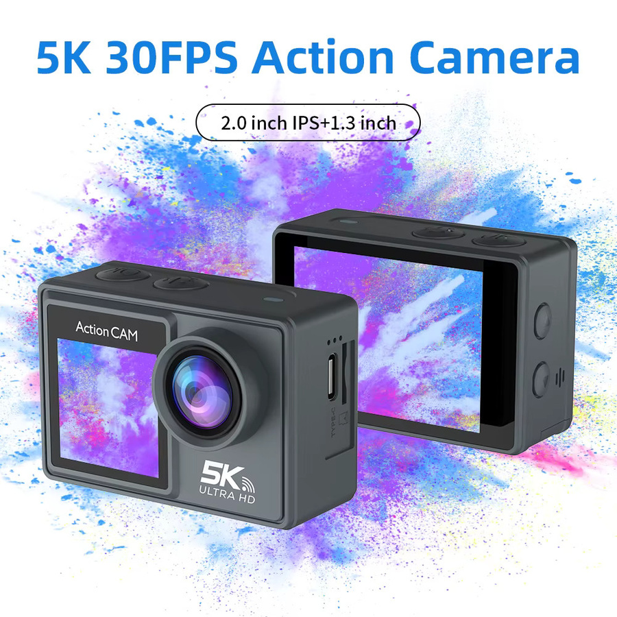 Blossom M40TR 5K Action Camera Pro Schwarz mit EIS Anti-Shake WiFi und 1080P 60FPS Wasserdichte Sportkamera - Bild 3