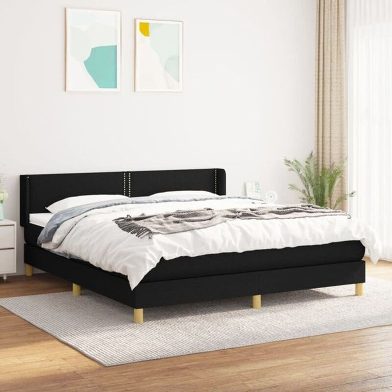 Vidaxl Boxspringbett mit Matratze in Schwarz aus Stoff und Massivholz B/T/H: 160 x 200 cm - Bild 1