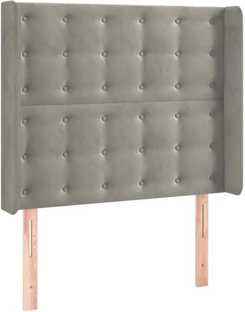 vidaXL LED Kopfteil in Hellgrau aus Samt mit integrierter Beleuchtung und USB-Ladeanschluss, B: 103 cm, T: 16 cm, H: 118-128 cm - Bild 1