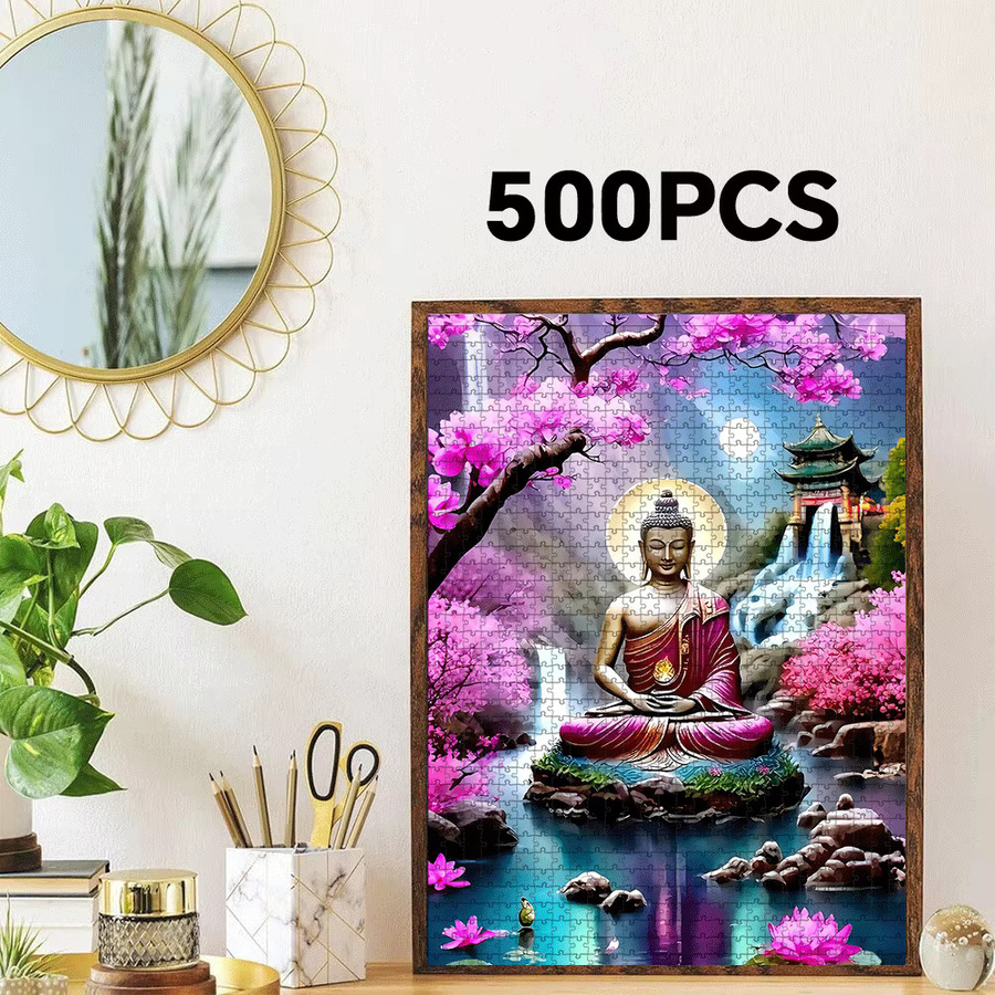 AZNM Zen-Puzzle Buddha, Kirschblüten, Pagoden und Lotus, Puzzle - Bild 3