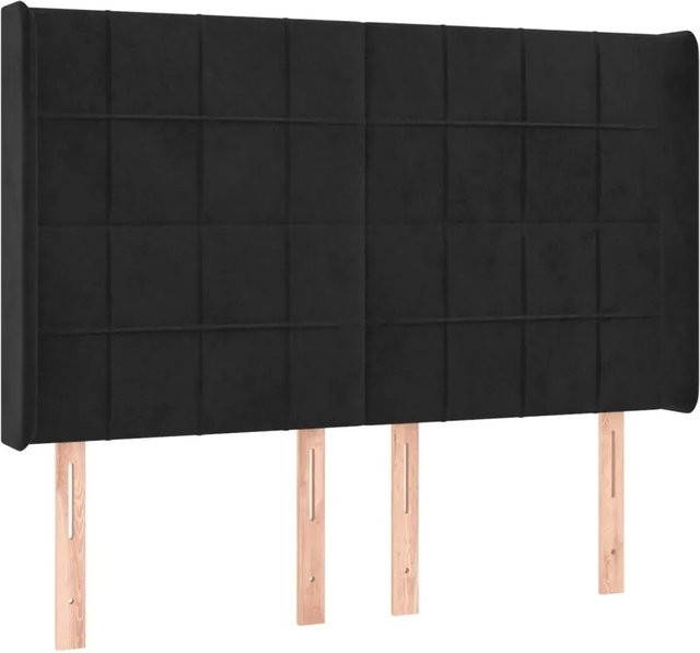 vidaXL LED Kopfteil in Schwarz aus Samt mit USB-Ladeport und integrierter Beleuchtung, B/T/H: 147 x 16 x 118 cm - Bild 1
