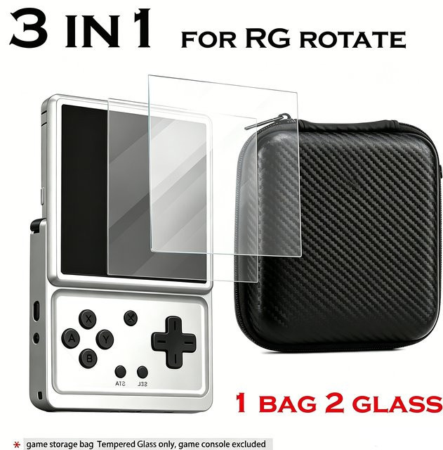 RG ROTATE 3-in-1 Hartschalen-Tasche aus EVA mit gehärtetem Glas Bildschirm-Schutz und Spielaufbewahrungstasche in Schwarz und Transparent - Bild 1