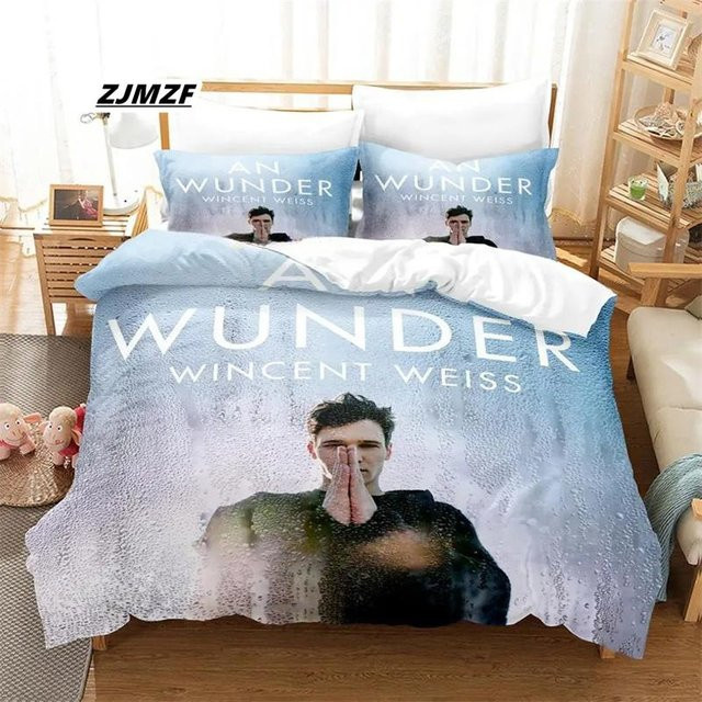 ZbrOne Wincent Weiss Bettwäsche-Set mit 3D-Anime-Print, Blau, B/H: 200 x 200 cm - Bild 1