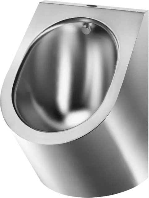 Delabie Urinal DELTA Wandhängend aus Edelstahl in Silber mit Hygienebeschichtung, Anschluss oben und vertikalem Abgang, B/T/H: 40 x 60 x 40 cm - Bild 1