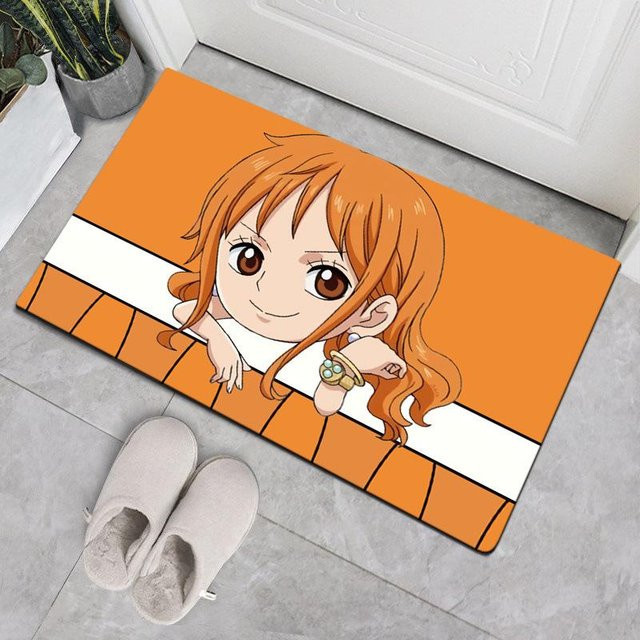 Rutschfeste und saugfähige Kristallfilz Bodenmatte mit Anime Charakter Design, Farbe: Orange, B/T: 80 x 50 cm - Bild 1