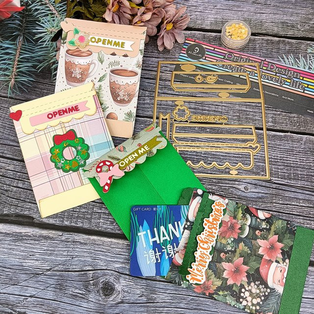 Alinacutle Bastelset für Weihnachtsgeschenke mit goldenen Metall- und Papier-Elementen in Multicolour - Bild 1