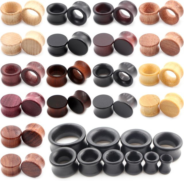 Alisouy Ohr-Tunnel Plugs Expander Stretcher, Bambus, Schwarz, Unisex - Bild 1