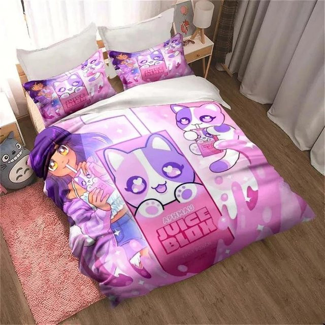 Bettwäsche Set Aphmau Kawaii Cartoon mit Bettbezug und Kissenbezug, Farbe: Pink, B/H: 135 x 200 cm - Bild 1