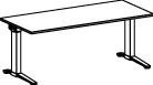 Schäfer Shop Genius ERGOSTYLE S Schreibtisch, elektrisch höhenverstellbar, einstufig, C-Fuß mit Memory Master, Eiche/weißaluminium, B: 180 cm, T: 80 cm, H: 71,5-118,2 cm - Bild 1