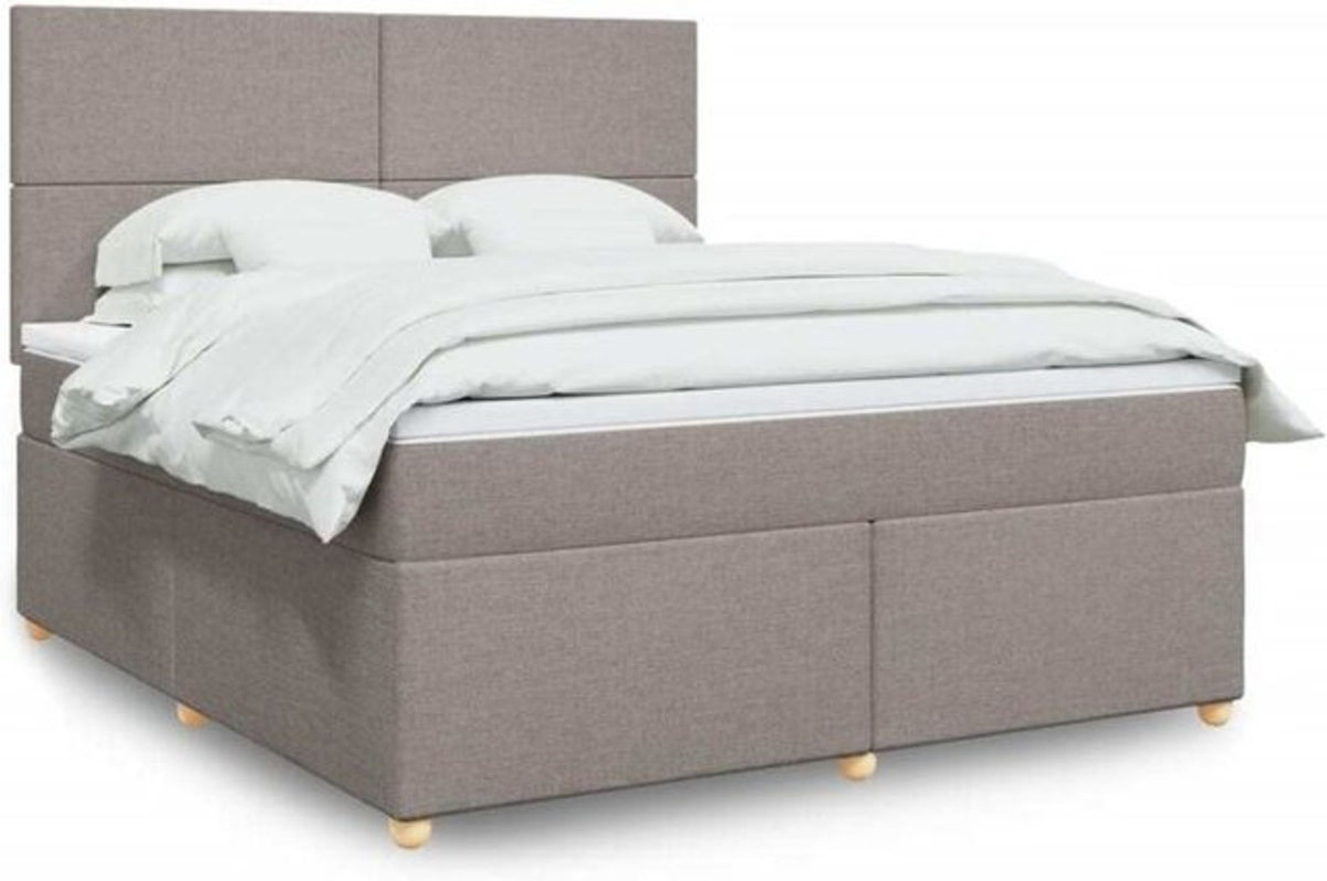 Vidaxl Boxspringbett mit Matratze in Taupe Meliert und Weiß aus Stoff und Holzwerkstoff, B/T/H: 180 x 200 x 140,5 cm - Bild 1
