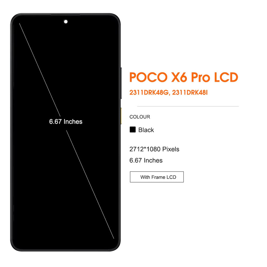 Xiaomi Poco X6 Pro AMOLED Display mit Touchscreen Digitizer Montage Ersatz in Schwarz 6.67 Zoll - Bild 2
